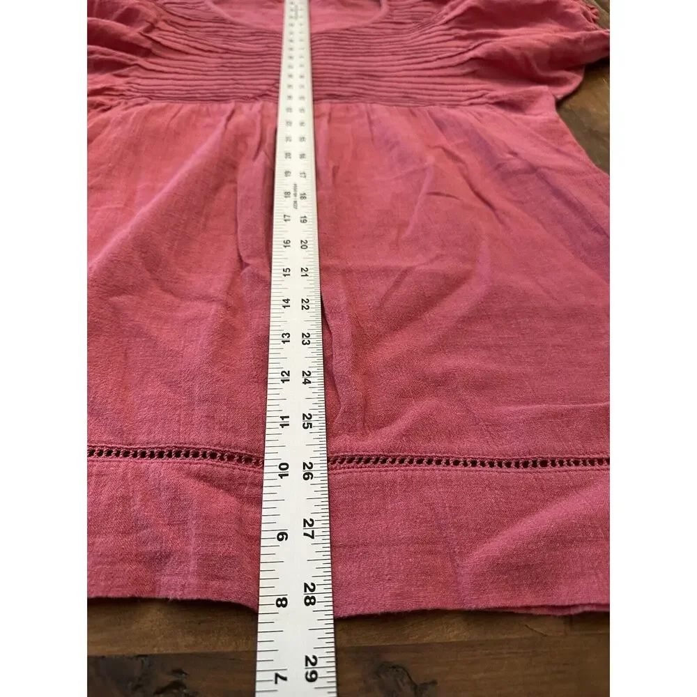 Free People Pink Elsie Puff Sleeve Tunic Top Shirt Blouse Womens Size Xsmall